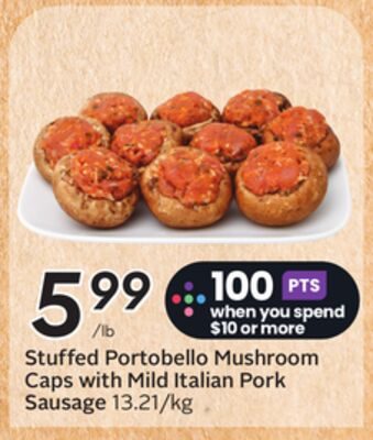 Stuffed Portobello Mushroom Caps with Mild Italian Pork Sausage from Safeway