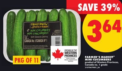 FARMER'S MARKET™ MINI CUCUMBERS, PKG OF 11 from No Frills