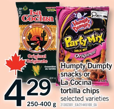 HUMPTY DUMPTY SNACKS OR LA COCINA TORTILLA CHIPS from Fortinos