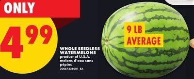 WHOLE SEEDLESS WATERMELONS, AVERAGE from No Frills