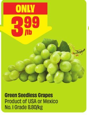 Green Seedless Grapes Product of USA or Mexico No. 1 Grade from FreshCo
