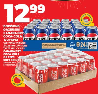 BOISSONS GAZEUSES, CANADA DRY, COCA-COLA OR PEPSI, 24X355 ML from Valu-mart