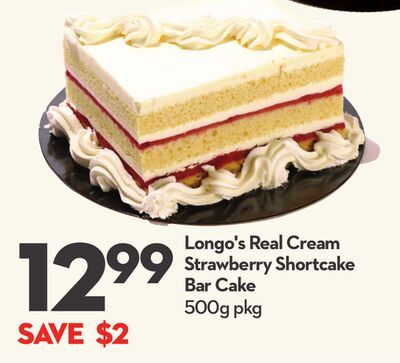 Longo's Real Cream Strawberry Shortcake Bar Cake from Longo's