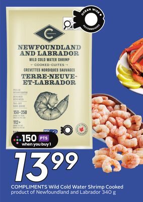 COMPLIMENTS Wild Cold Water Shrimp Cooked from Safeway
