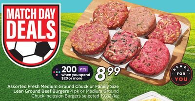 Assorted Fresh Medium Ground Chuck Or Family Size Lean Ground Beef Burgers from Safeway