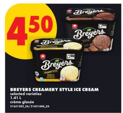 BREYERS CREAMERY STYLE ICE CREAM from No Frills