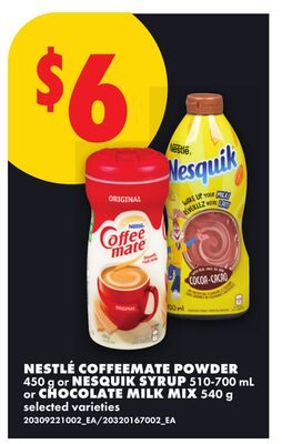 NESTLÉ COFFEE-MATE POWDER, , OR NESQUIK SYRUP, OR CHOCOLATE MILK MIX from No Frills