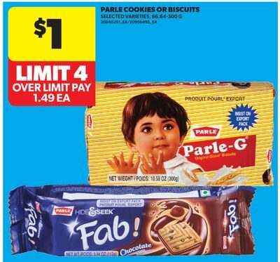 PARLE COOKIES OR BISCUITS, 66.64‑ from Real Canadian Superstore