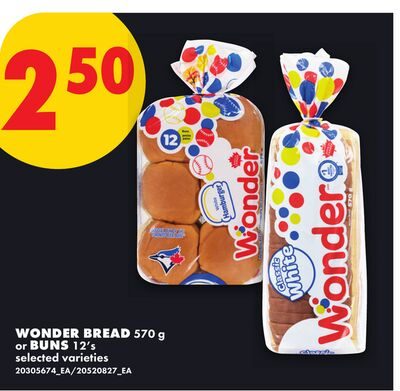 WONDER BREAD OR BUNS 12'S from No Frills