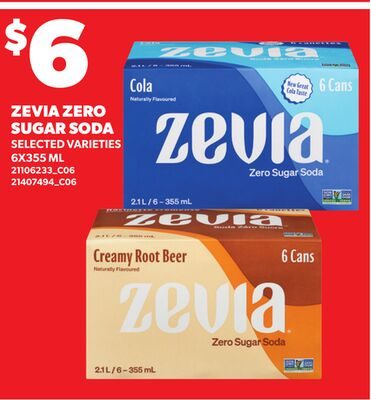 ZEVIA ZERO SUGAR SODA, 6X355 ML from Loblaws City Market