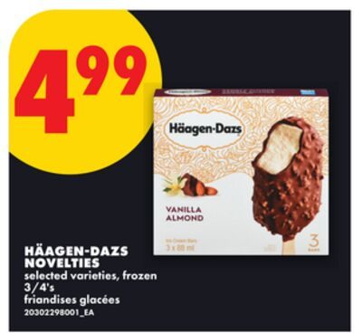 HÄAGEN-DAZS NOVELTIES, 3/4'S from No Frills