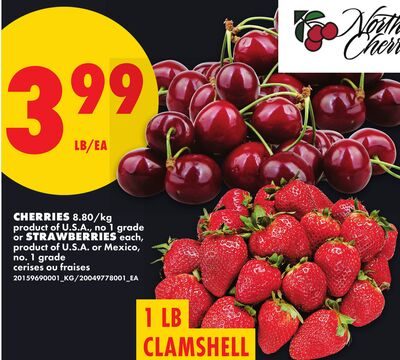 CHERRIES or STRAWBERRIES, CLAMSHELL from No Frills