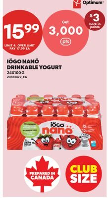 IÖGO NANÖ DRINKABLE YOGURT, 24X100 G from Real Canadian Superstore
