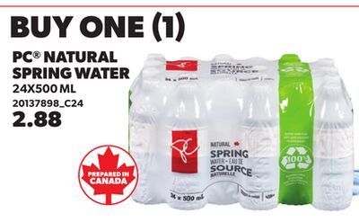 PC® NATURAL SPRING WATER, 24X500 ML from Loblaws
