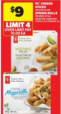 PC® CHEESE STICKS OR SPRING ROLLS from Real Canadian Superstore