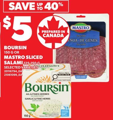 BOURSIN OR MASTRO SLICED SALAMI from Your Independent Grocer