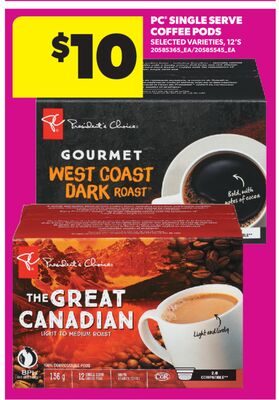PC® SINGLE SERVE COFFEE PODS, 12'S from Real Canadian Superstore