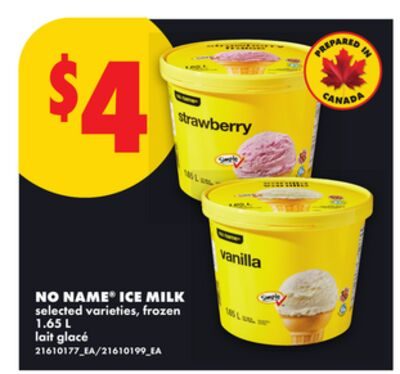 NO NAME® ICE MILK from No Frills