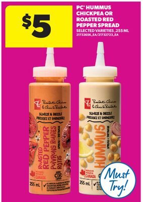 PC® HUMMUS CHICKPEA OR ROASTED RED PEPPER SPREAD from Real Canadian Superstore