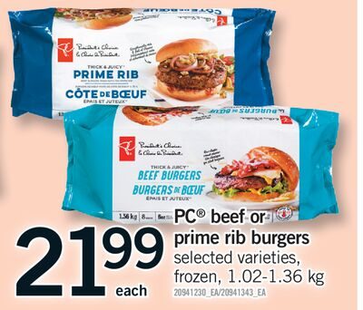 PC® BEEF OR PRIME RIB BURGERS from Fortinos