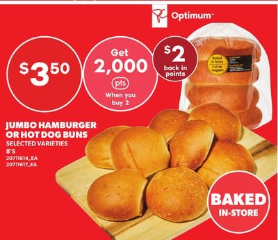 JUMBO HAMBURGER OR HOT DOG BUNS, 8's from Loblaws