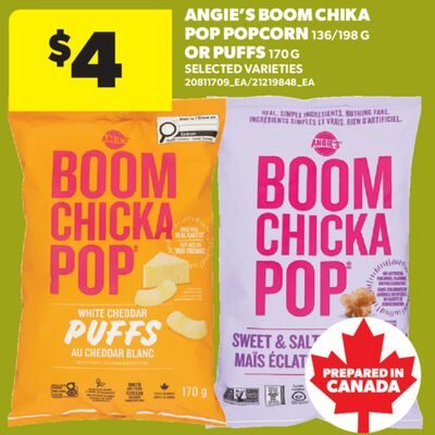 ANGIE'S BOOM CHIKA POP POPCORN, OR PUFFS from Real Canadian Superstore
