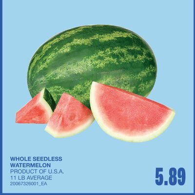 WHOLE SEEDLESS WATERMELON, AVERAGE from Wholesale Club