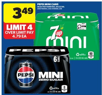 PEPSI MINI CANS, 6X222 ML from Real Canadian Superstore