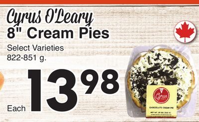 Cyrus O'Leary 8" Cream Pies from AG Foods