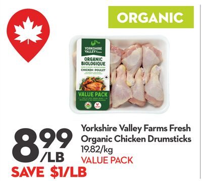 Yorkshire Valley Farms Fresh Organic Chicken Drumsticks from Longo's