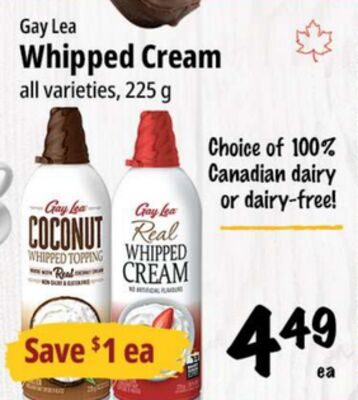 Gay Lea Whipped Cream from Farm Boy