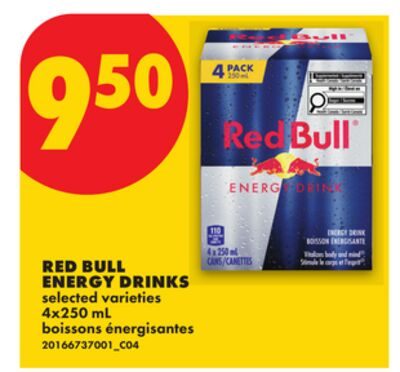 RED BULL ENERGY DRINKS, 4X250 ML from No Frills