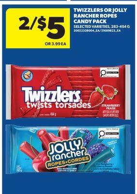TWIZZLERS OR JOLLY RANCHER ROPES CANDY PACK from Real Canadian Superstore