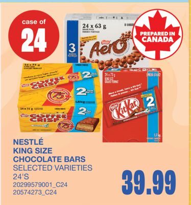 KING SIZE CHOCOLATE BARS, 24'S from Wholesale Club