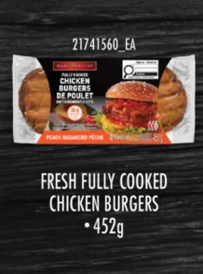 FRESH FULLY COOKED CHICKEN BURGERS from Real Canadian Superstore