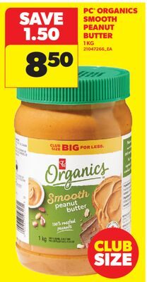 PC® ORGANICS SMOOTH PEANUT BUTTER from Real Canadian Superstore