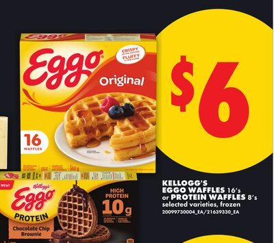 KELLOGG'S EGGO WAFFLES, 16's or PROTEIN WAFFLES, 8's from No Frills