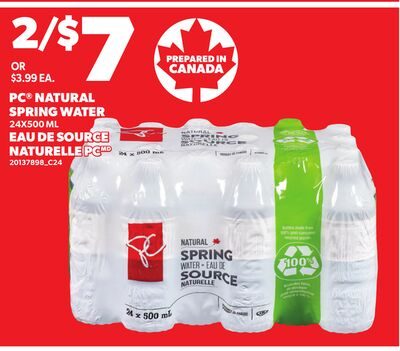 PC® NATURAL SPRING WATER, 24X500 ML from Your Independent Grocer