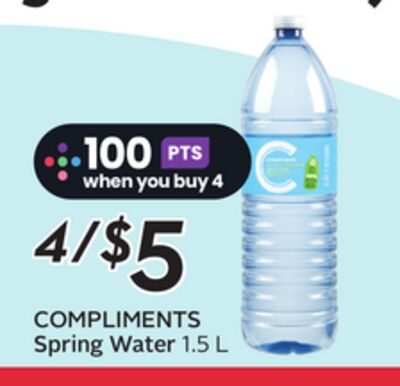 COMPLIMENTS Spring Water from Safeway