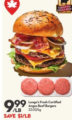 Fresh Certified Angus Beef Burgers from Longo's