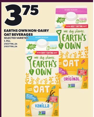 EARTHS OWN NON-DAIRY OAT BEVERAGES from Loblaws