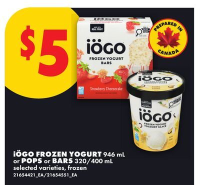 IÖGO FROZEN YOGURT, OR POPS OR BARS from No Frills