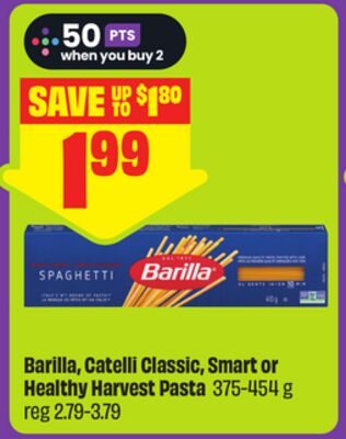 Barilla, Catelli Classic, Smart or Healthy Harvest Pasta from FreshCo