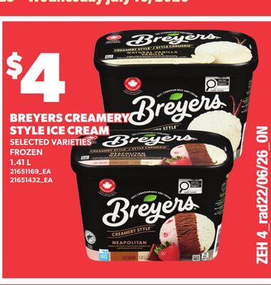BREYERS CREAMERY STYLE ICE CREAM from Zehrs