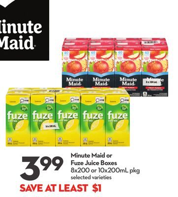 Minute Maid or Fuze Juice Boxes from Longo's