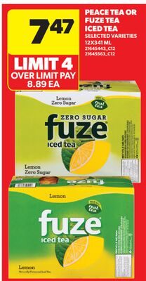 PEACE TEA OR FUZE TEA ICED TEA, 12X341 ML from Real Canadian Superstore