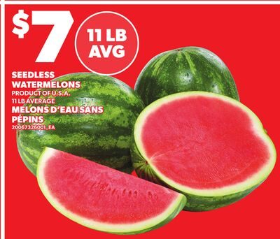SEEDLESS WATERMELONS, AVERAGE from Your Independent Grocer