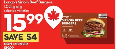 Longo's Sirloin Beef Burgers from Longo's