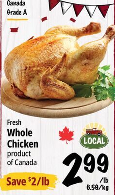 Fresh Whole LOCAL Chicken from Farm Boy