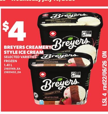 BREYERS CREAMERY STYLE ICE CREAM from Loblaws